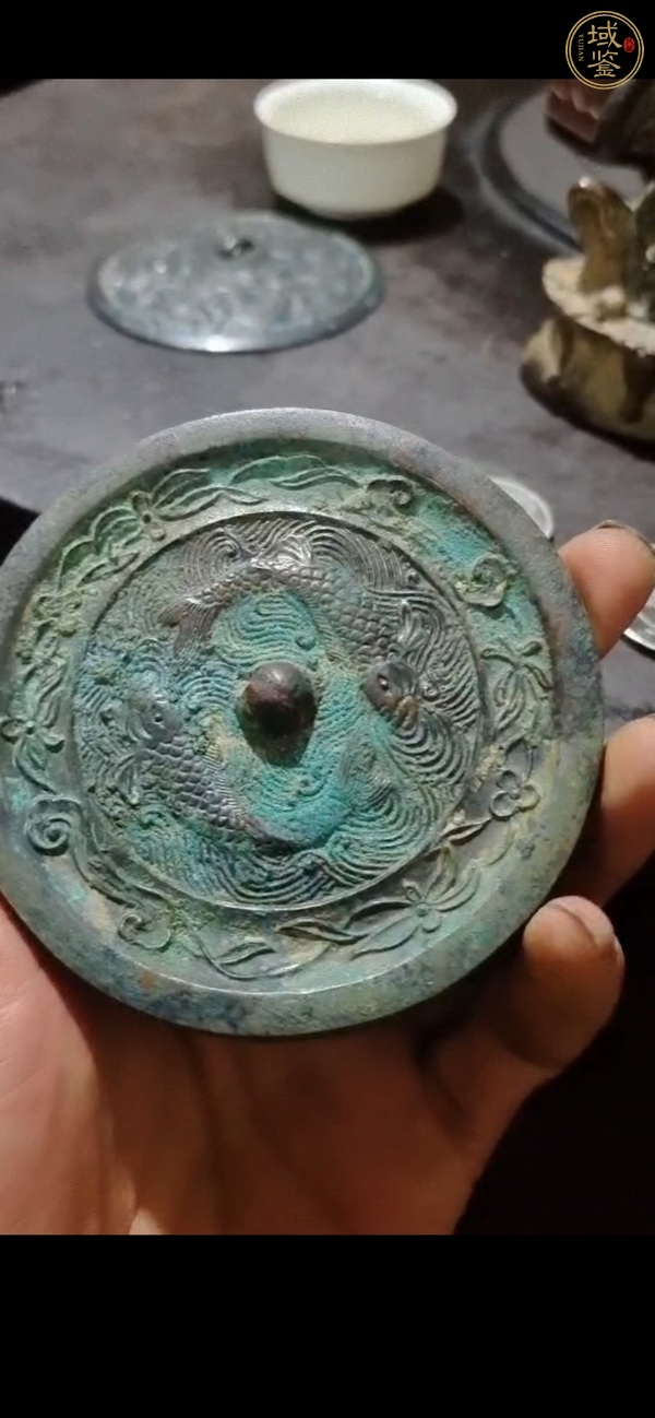 古玩銅器元代雙魚鏡真品鑒賞圖