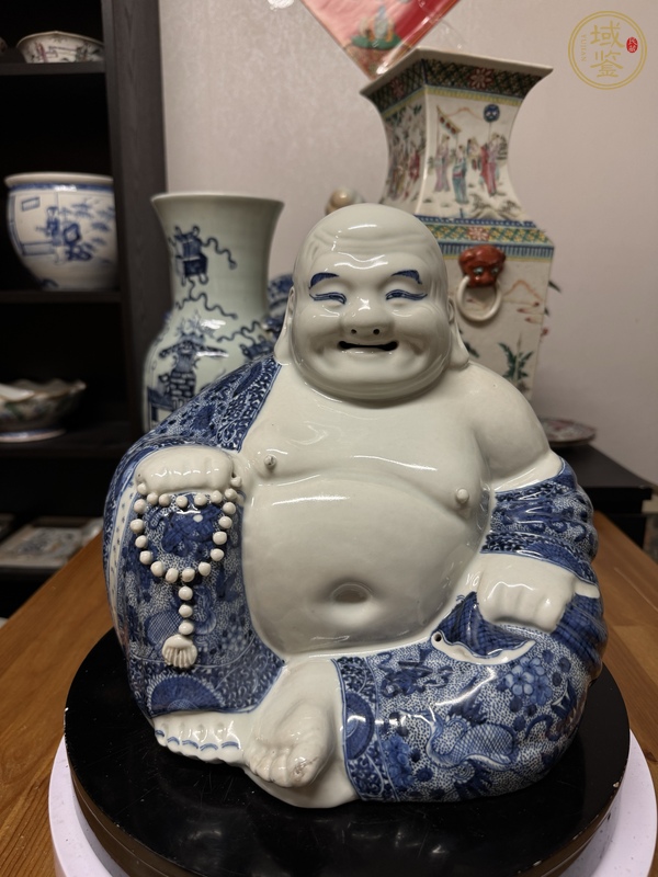 古玩陶瓷青花彌勒佛塑像真品鑒賞圖