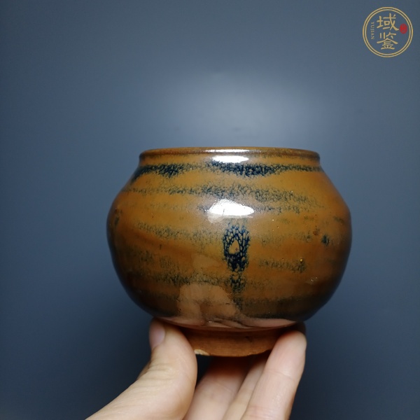 古玩陶瓷磁州窯紫金釉茶入真品鑒賞圖