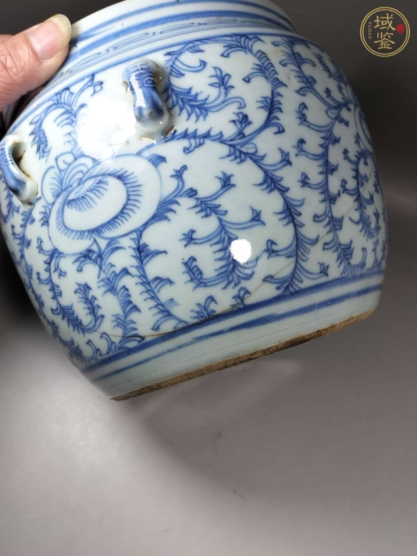 古玩陶瓷青花纏枝蓮紋粥罐真品鑒賞圖