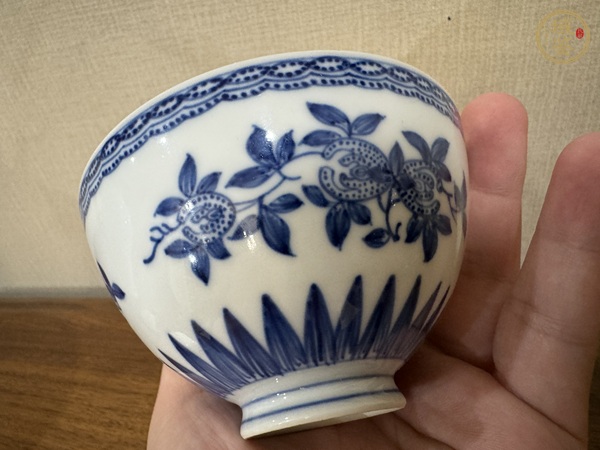 古玩陶瓷青花三多紋雞心茶圓真品鑒賞圖