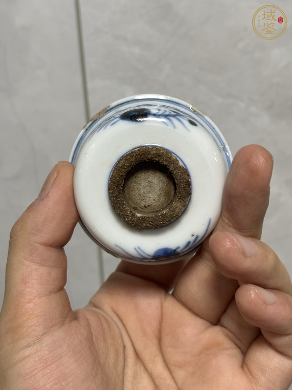 古玩陶瓷日本明治青花花卉紋杯真品鑒賞圖