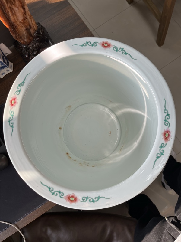 古玩陶瓷礬紅描金開窗花鳥紋卷缸拍賣,當前價格35000元