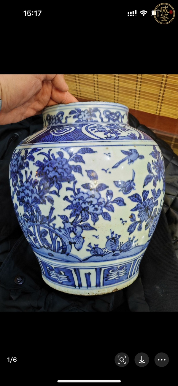 古玩陶瓷花鳥紋青花罐真品鑒賞圖