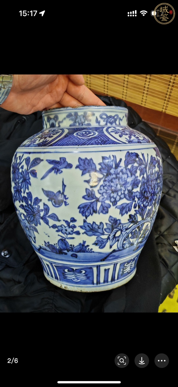 古玩陶瓷花鳥紋青花罐真品鑒賞圖