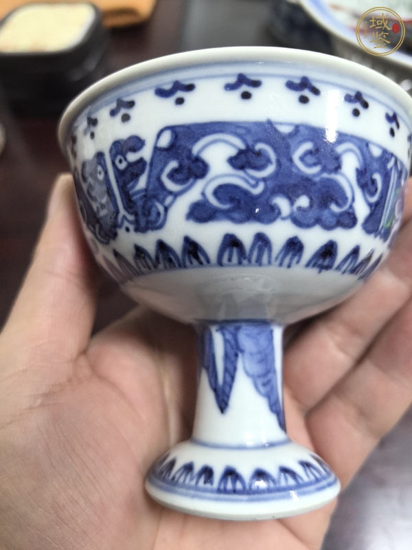 古玩陶瓷青花高足杯真品鑒賞圖