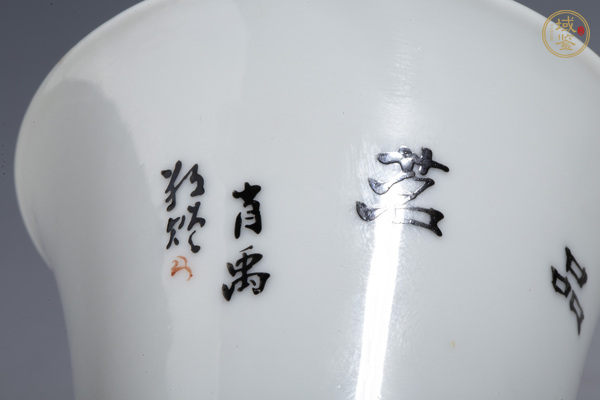 古玩陶瓷民國(guó)·粉彩梅花紋“品茗”馬蹄杯真品鑒賞圖