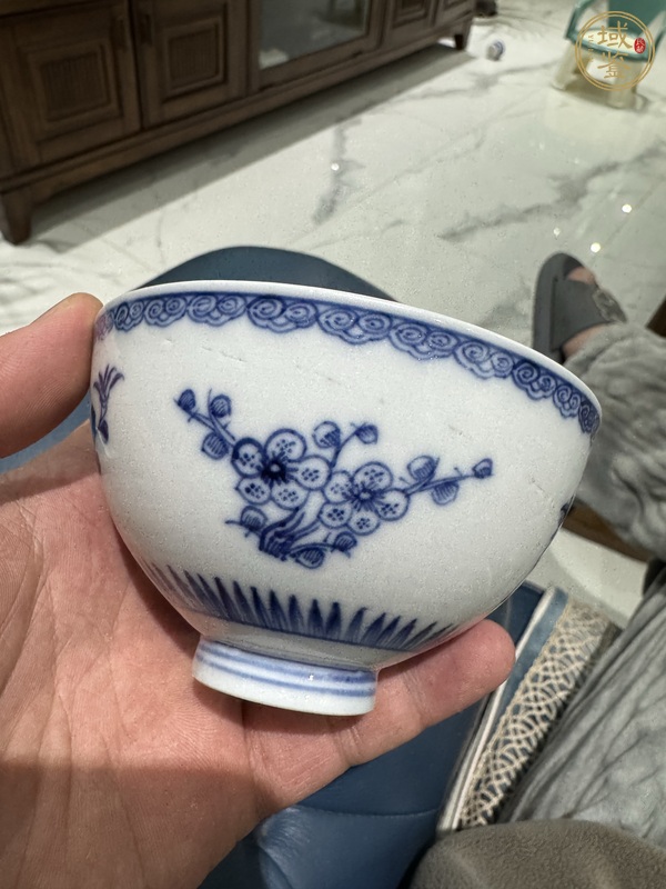 古玩陶瓷青花花卉沒杯真品鑒賞圖