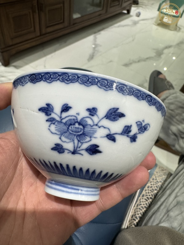 古玩陶瓷青花雞心底蓋碗真品鑒賞圖