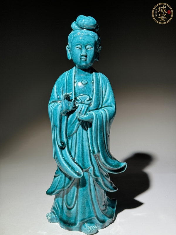 古玩陶瓷孔雀藍(lán)釉佛像真品鑒賞圖