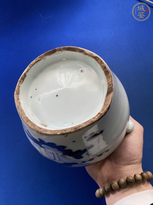 古玩陶瓷青花山水人物詩(shī)文茶壺真品鑒賞圖