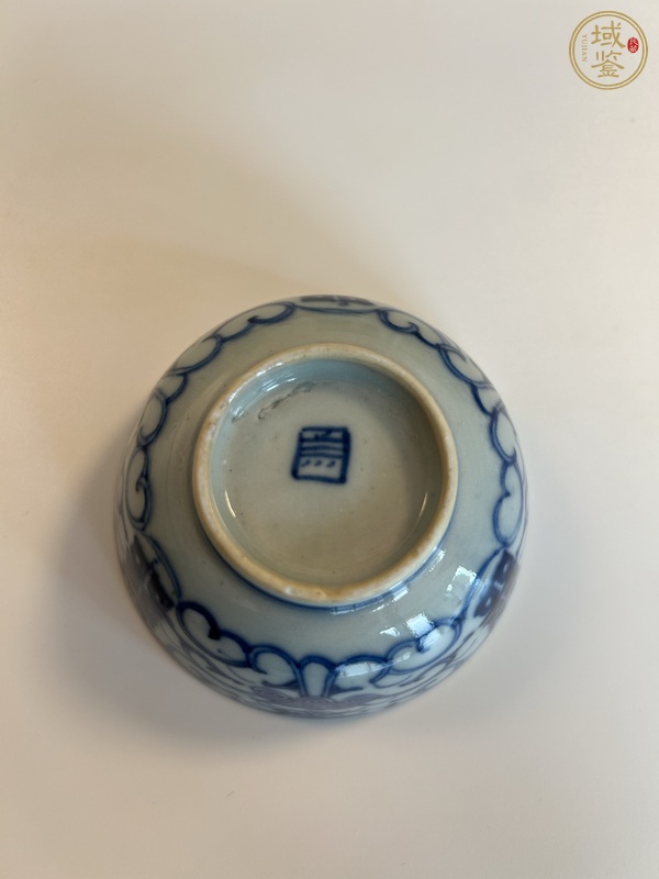 古玩陶瓷纏枝花囍字紋青花茶圓真品鑒賞圖