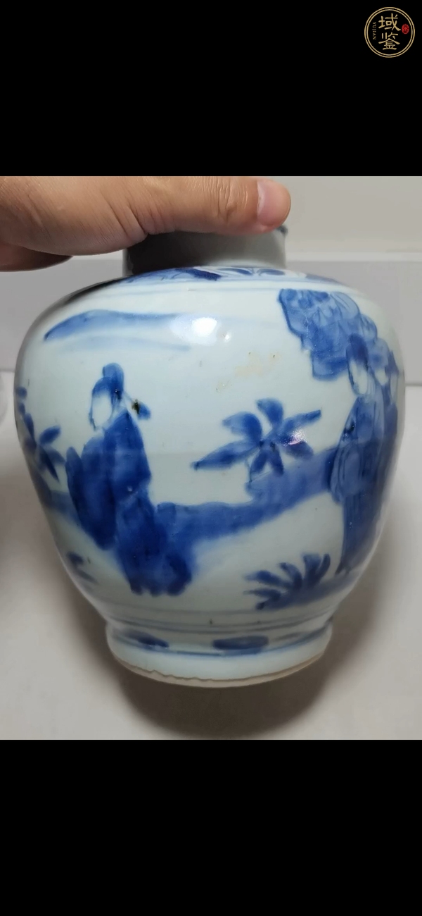 古玩陶瓷人物紋青花蓋罐真品鑒賞圖