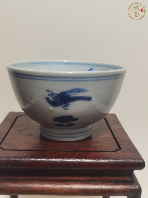 古玩陶瓷清康熙青花花鳥紋碗真品鑒賞圖