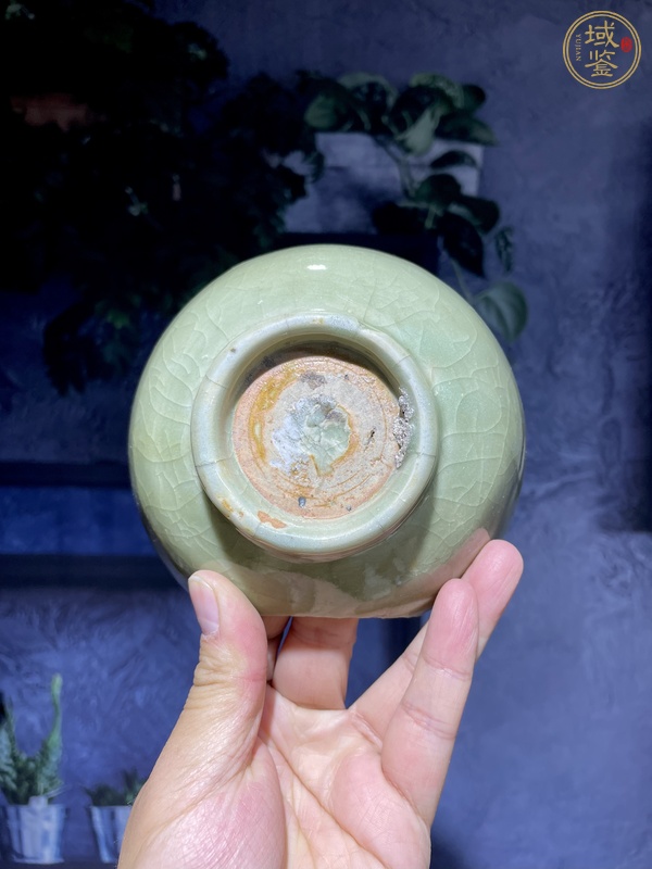 古玩陶瓷龍泉青瓷花卉紋茶碗真品鑒賞圖