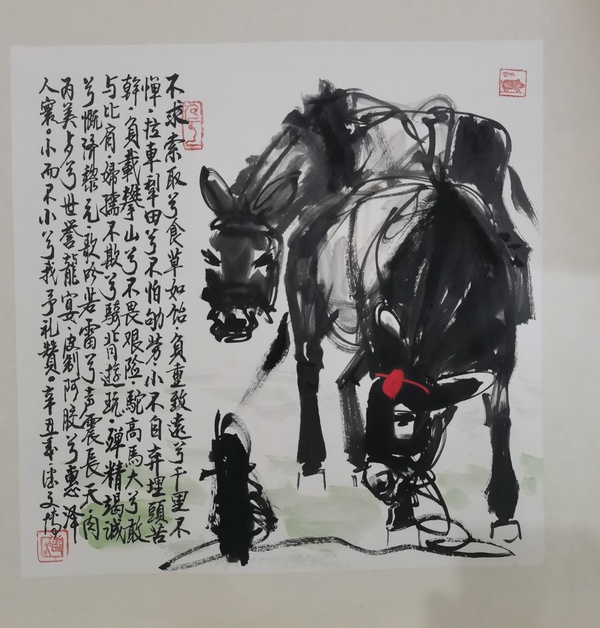 古玩字畫(huà)黃胄大師入室弟子潘文博精品墨驢圖拍賣(mài)，當(dāng)前價(jià)格699元