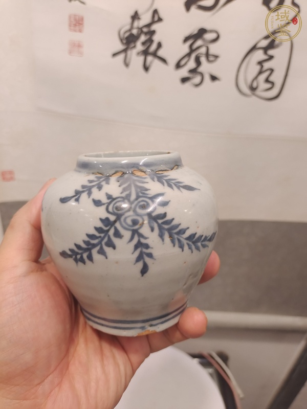 古玩明晚期青花花卉紋罐真品鑒賞圖