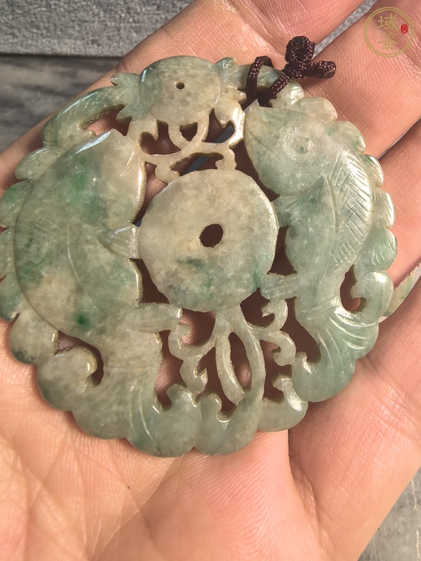 古玩玉器清翡翠雙魚牌真品鑒賞圖