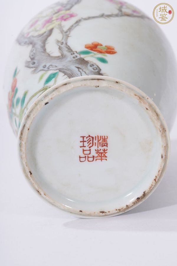 古玩陶瓷粉彩花鳥(niǎo)紋撇口瓶，模糊，偏老真品鑒賞圖