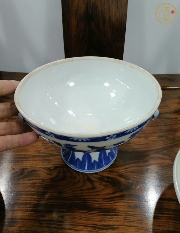 古玩陶瓷青花花鳥紋四系高樁暖鍋真品鑒賞圖