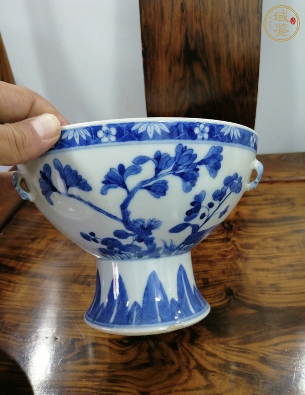 古玩陶瓷青花鳳穿牡丹圖溫鍋真品鑒賞圖