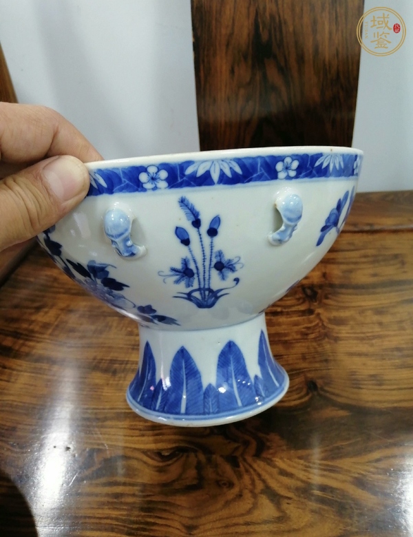 古玩陶瓷青花鳳穿牡丹圖溫鍋真品鑒賞圖