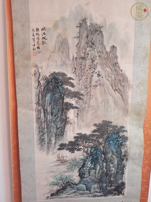 古玩字畫(huà)峽江帆影真品鑒賞圖