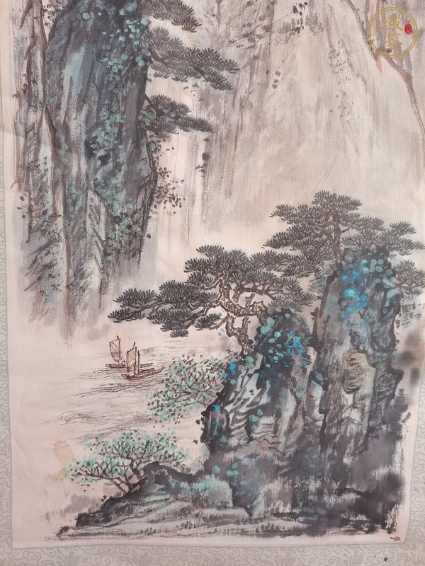 古玩字畫峽江帆影真品鑒賞圖