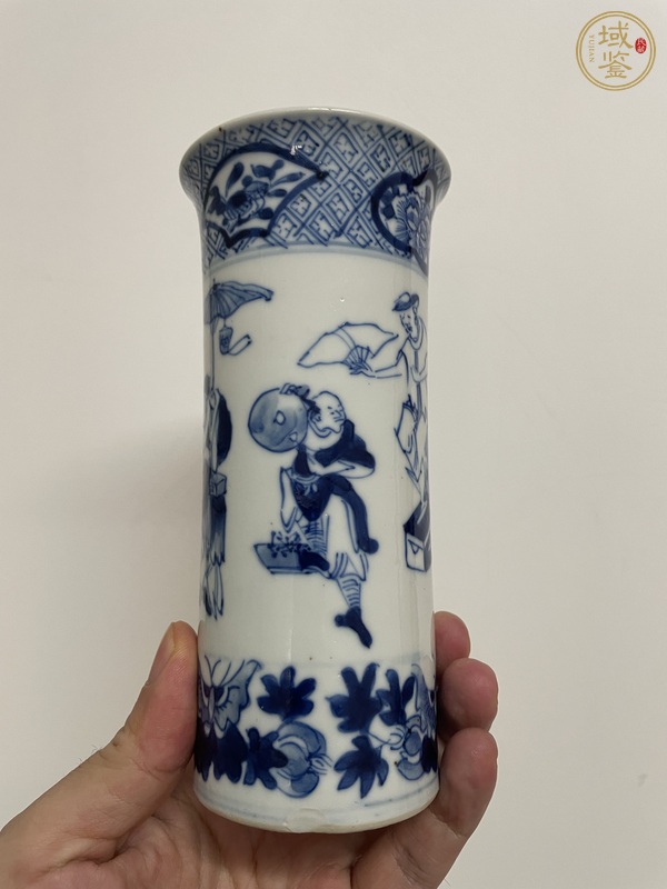 古玩陶瓷青花人物香筒真品鑒賞圖