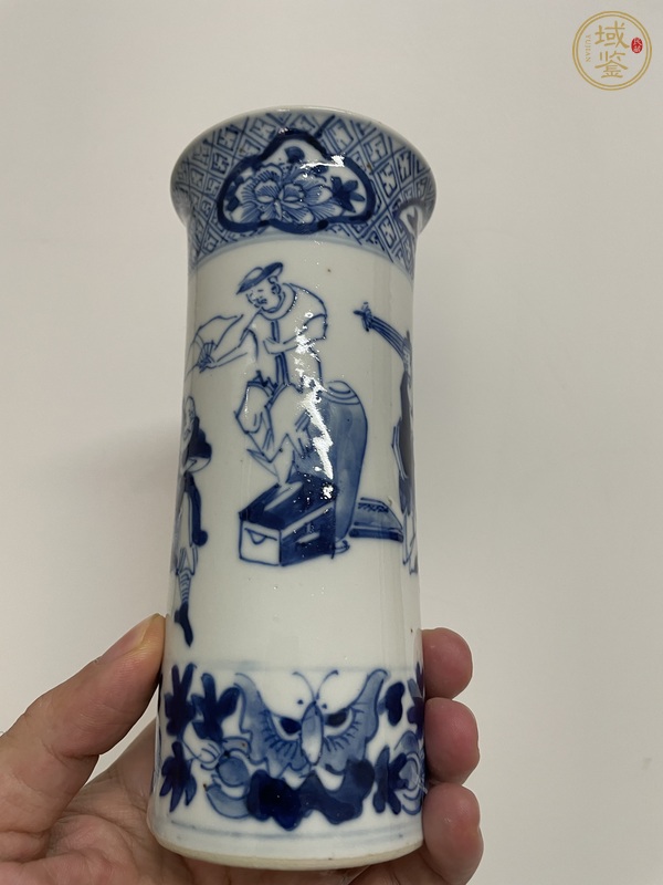 古玩陶瓷青花人物香筒真品鑒賞圖