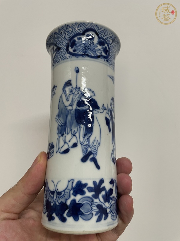 古玩陶瓷青花人物香筒真品鑒賞圖