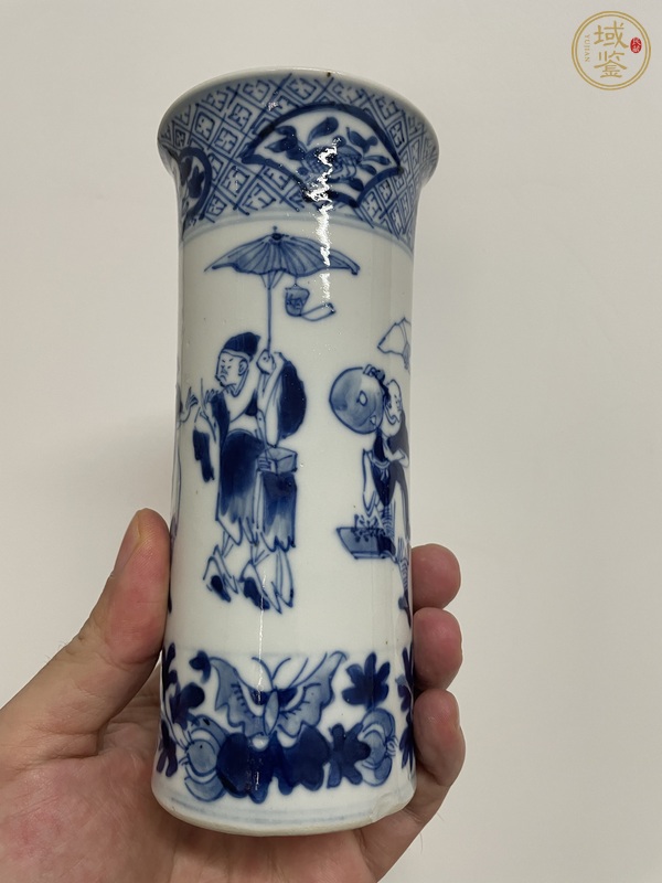 古玩陶瓷青花人物香筒真品鑒賞圖