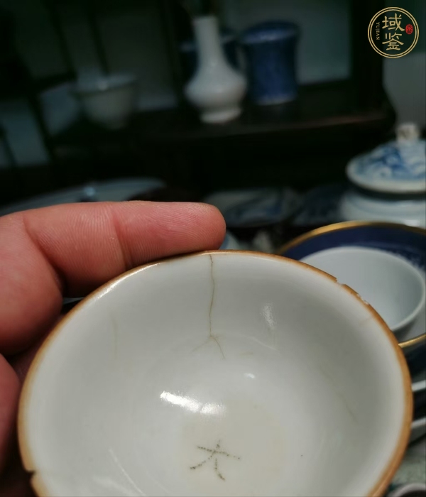 古玩陶瓷紫金釉描金竹紋茶圓真品鑒賞圖