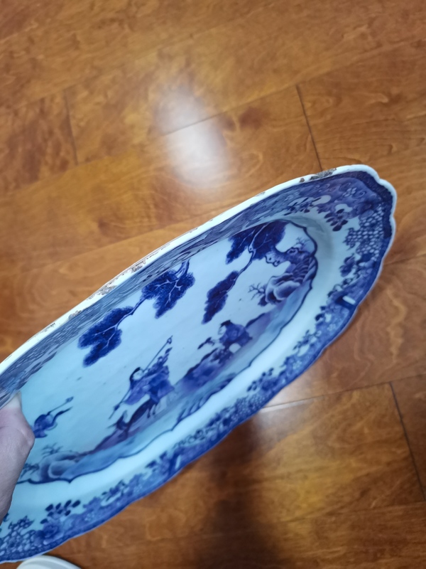 古玩陶瓷乾隆青花麻姑獻壽花口大盤拍賣,當前價格5280元