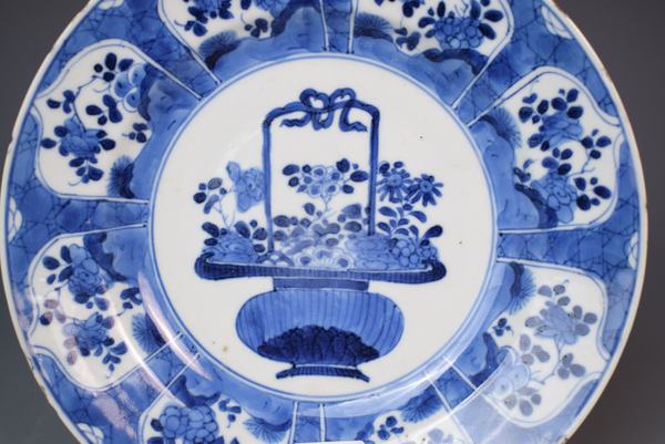 古玩陶瓷康熙青花提籃花盤拍賣，當(dāng)前價格1680元