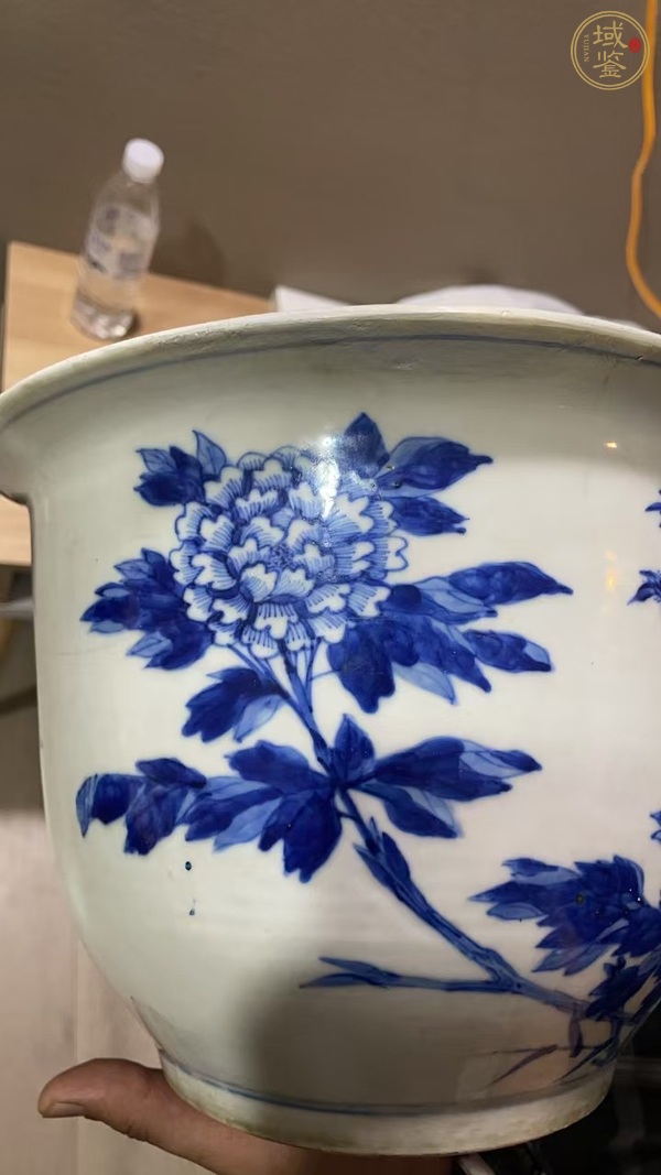 古玩陶瓷青花花鳥紋花盆真品鑒賞圖