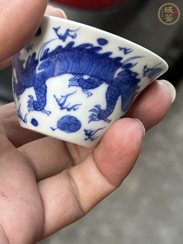 古玩陶瓷青花龍鳳紋馬蹄杯，注意品相真品鑒賞圖