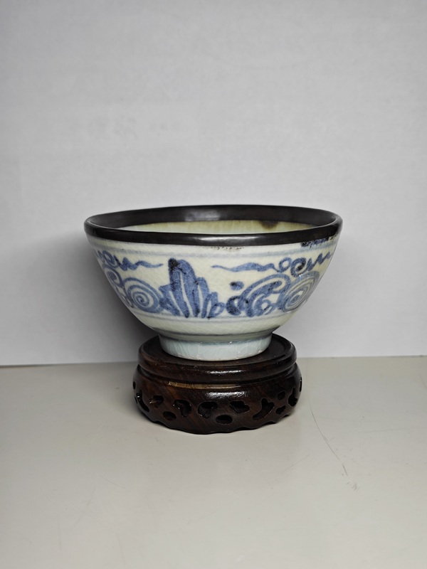 古玩陶瓷明早期青花壽山福海圖茶圓拍賣,當前價格4567元