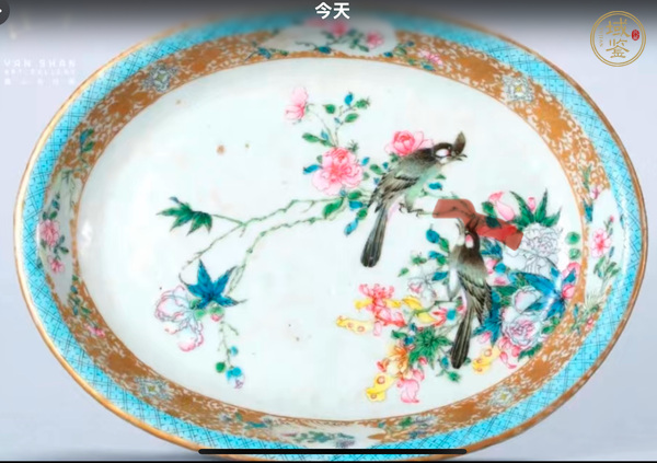 古玩陶瓷粉彩花鳥盤真品鑒賞圖