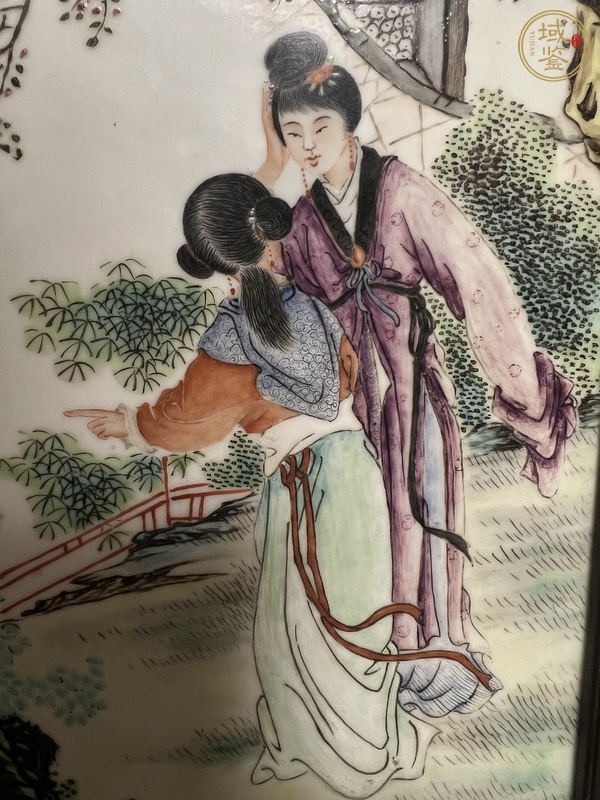 古玩陶瓷粉彩仕女人物詩(shī)文瓷板真品鑒賞圖