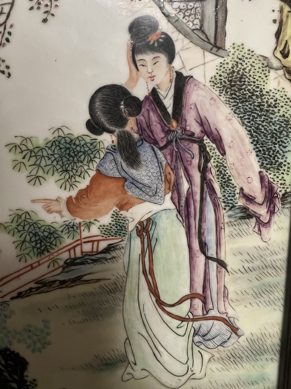 古玩陶瓷粉彩仕女人物詩文瓷板拍賣，當(dāng)前價(jià)格180000元