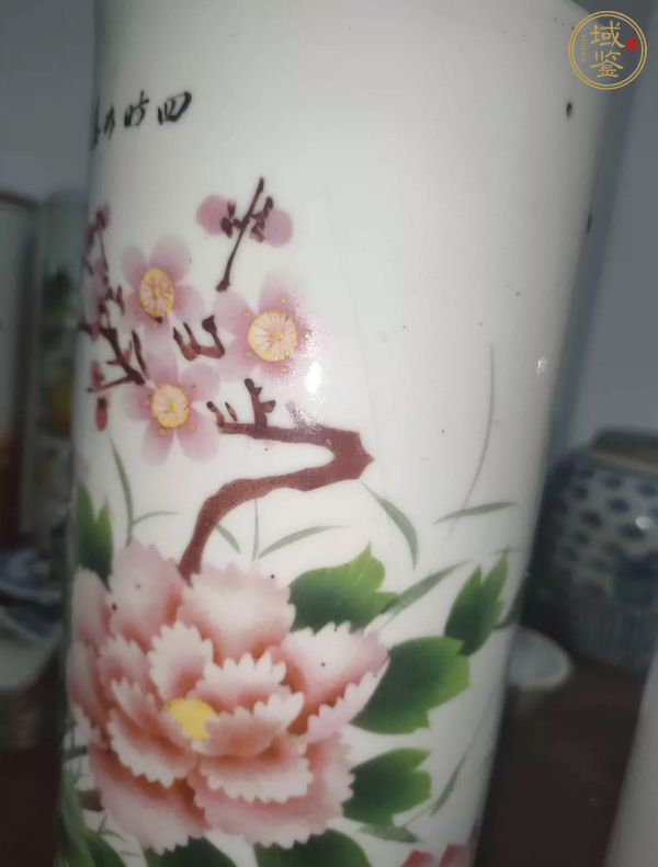 古玩陶瓷粉彩花卉紋帽筒真品鑒賞圖