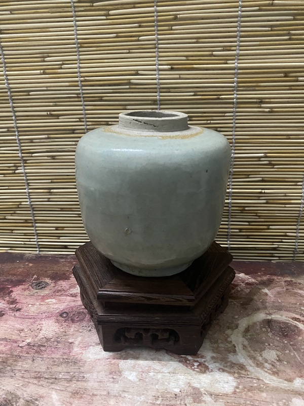 古玩陶瓷清中期青白釉罐拍賣(mài)，當(dāng)前價(jià)格550元