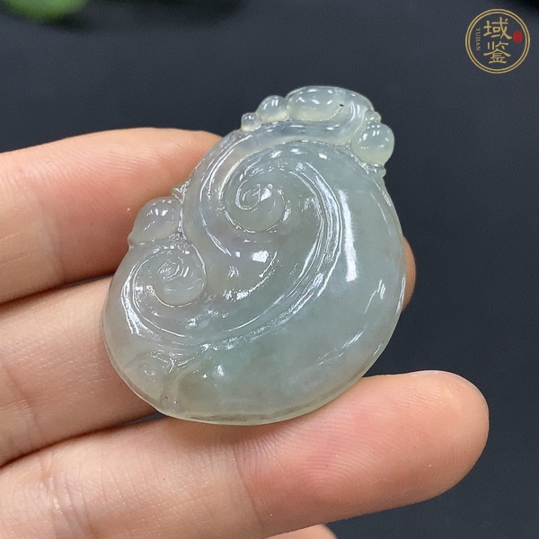 古玩玉器天然翡翠雕刻如意紋飾掛墜真品鑒賞圖