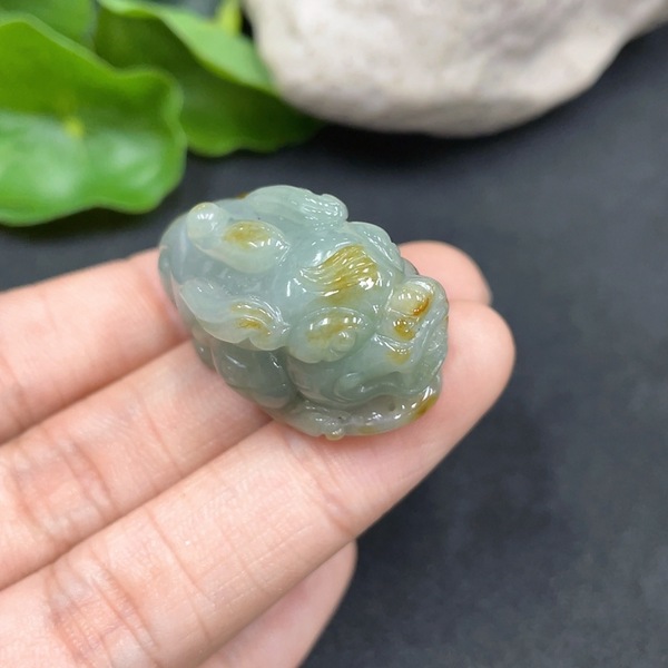 古玩玉器77天然翡翠雕刻貔貅掛件,拍賣,當前價格350元