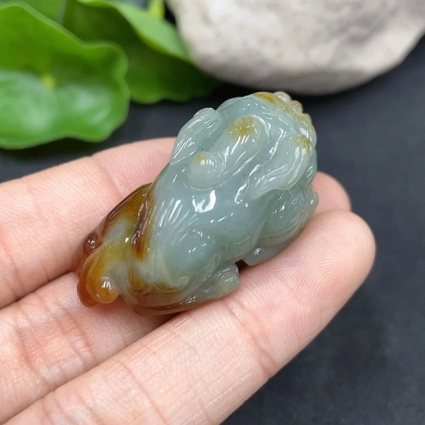 古玩玉器77天然翡翠雕刻貔貅掛件,拍賣,當前價格350元