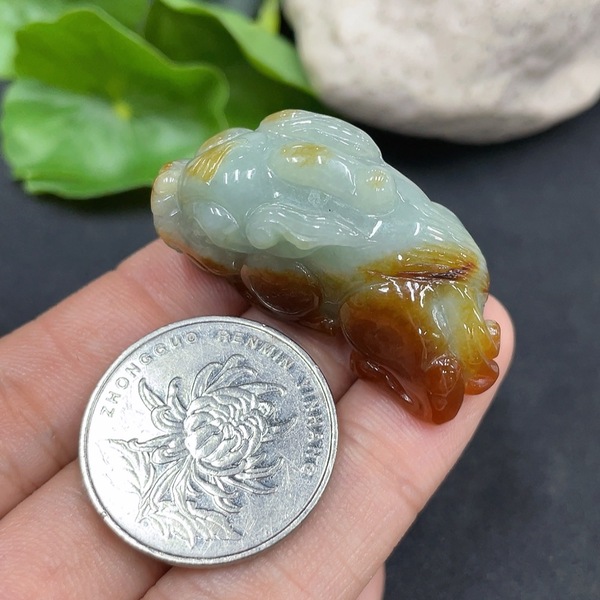 古玩玉器77天然翡翠雕刻貔貅掛件,拍賣,當前價格350元