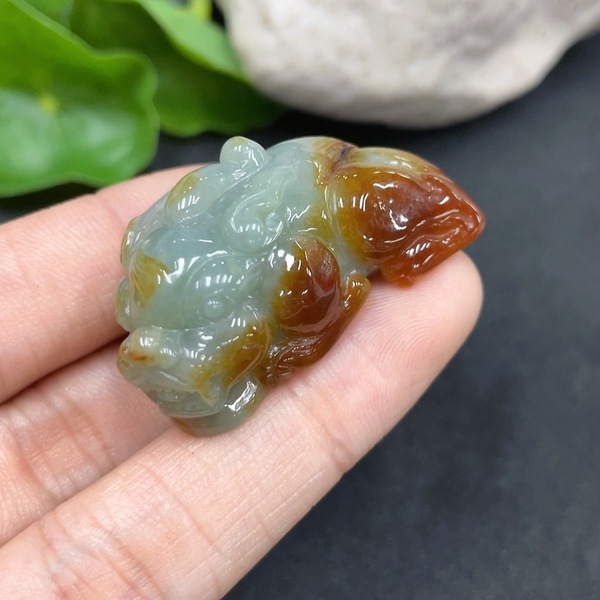 古玩玉器77天然翡翠雕刻貔貅掛件,拍賣,當前價格350元