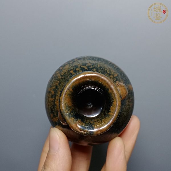 古玩陶瓷磁州窯窯變黑釉雙系罐真品鑒賞圖