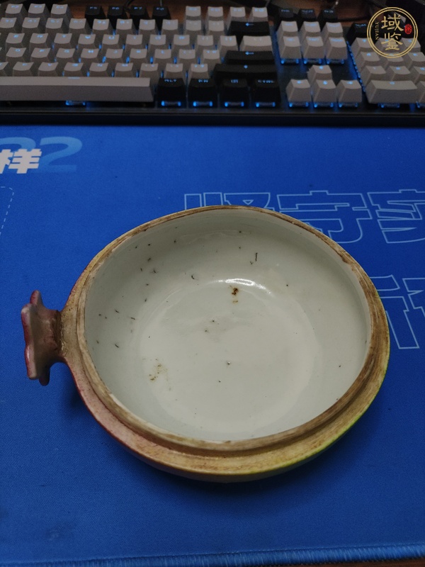 古玩陶瓷仿生瓷石榴蓋盒真品鑒賞圖